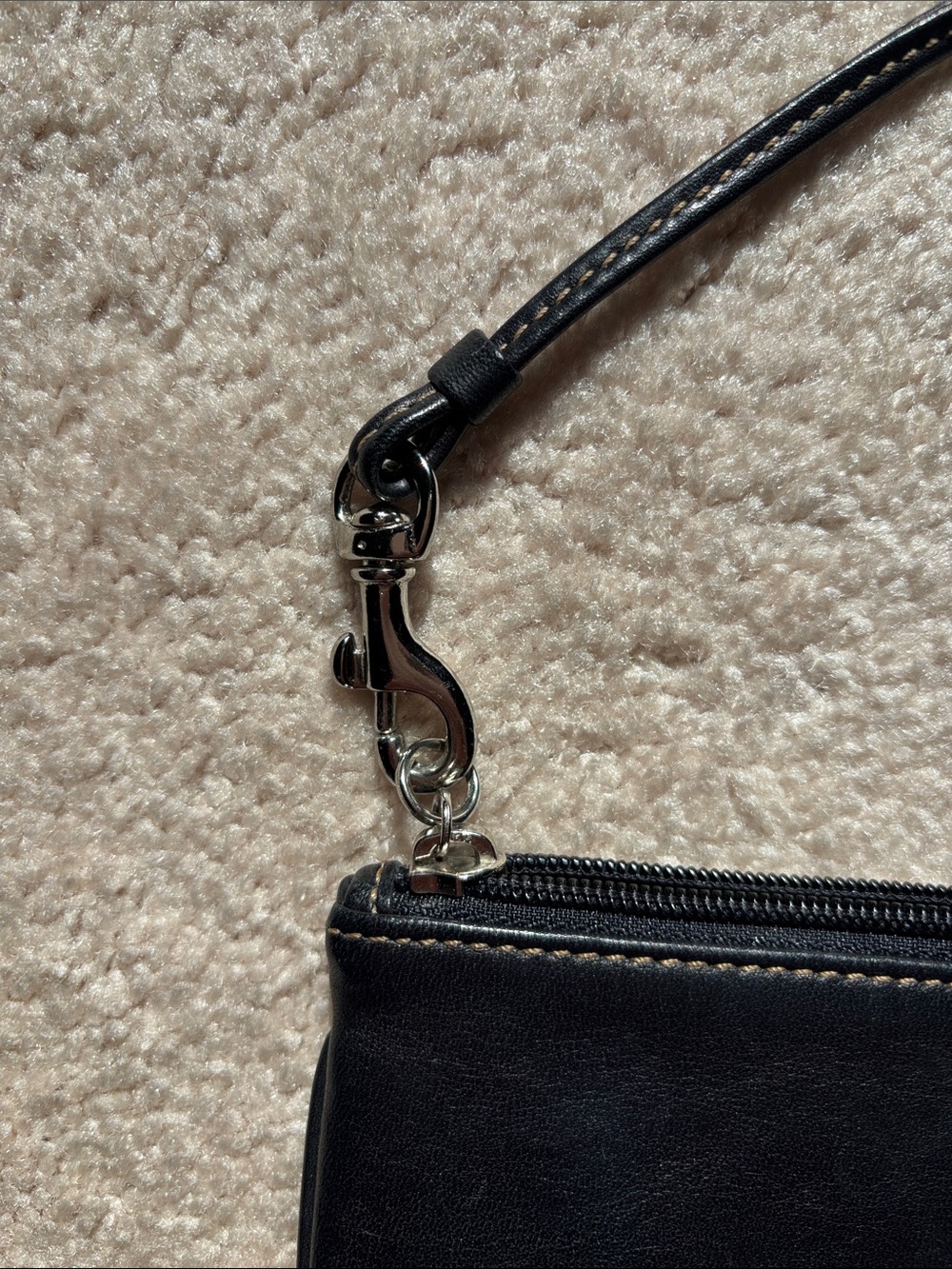 Coach Black Embossed Leather Wristlet - Picture 4 of 6